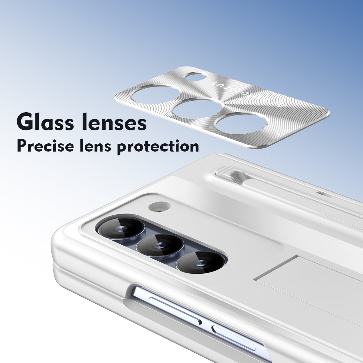 For Samsung Galaxy Z Fold6 5G Kickstand Case Hinge PC Phone Cover with Tempered Glass Film / Stylus - White