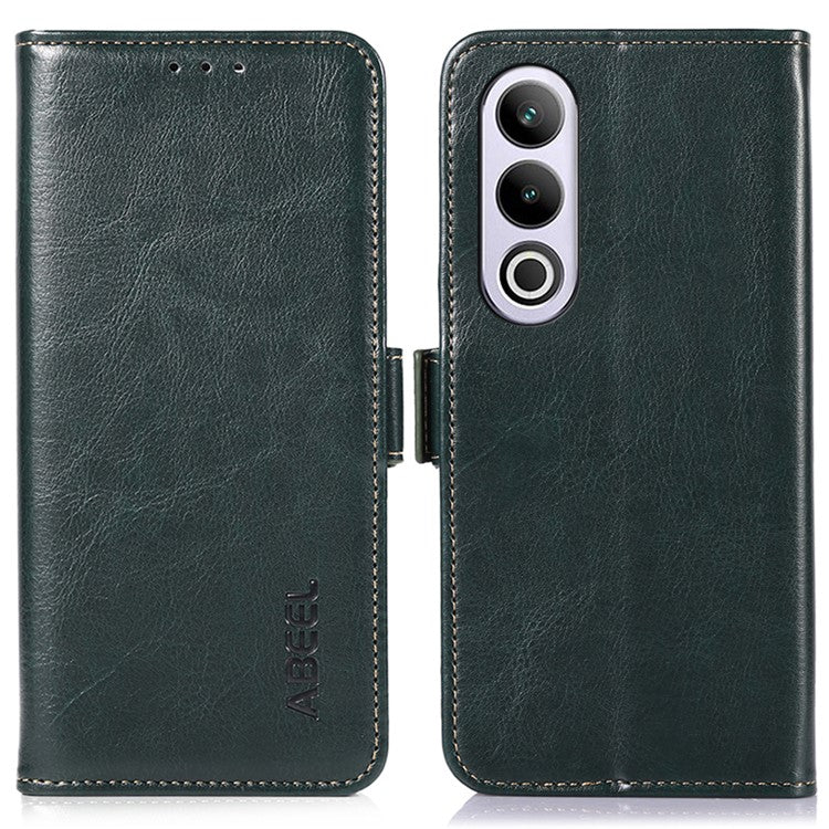 ABEEL For OnePlus Nord CE4 5G Wallet Case PU Leather Crazy Horse Texture Folio Phone Cover - Green