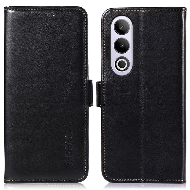 ABEEL For OnePlus Nord CE4 5G Wallet Case PU Leather Crazy Horse Texture Folio Phone Cover - Black