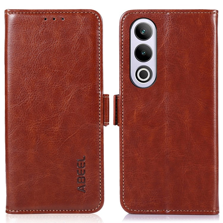 ABEEL For OnePlus Nord CE4 5G Wallet Case PU Leather Crazy Horse Texture Folio Phone Cover - Brown