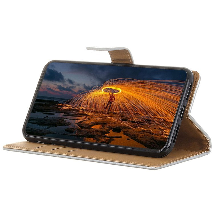 For OnePlus Nord CE4 5G Case PU Leather Phone Cover with Wallet Stand - Silver