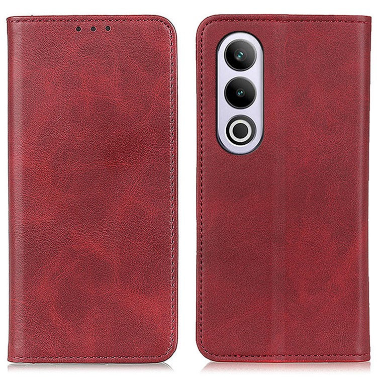 For OnePlus Nord CE4 5G Case Split Leather Magnetic Adsorption Flip Phone Cover - Red