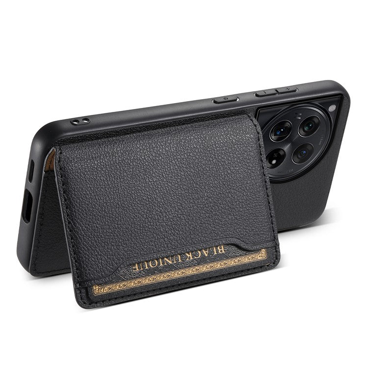 For OnePlus 12 5G Case Calf Texture PU Leather Card Slots Phone Cover - Black