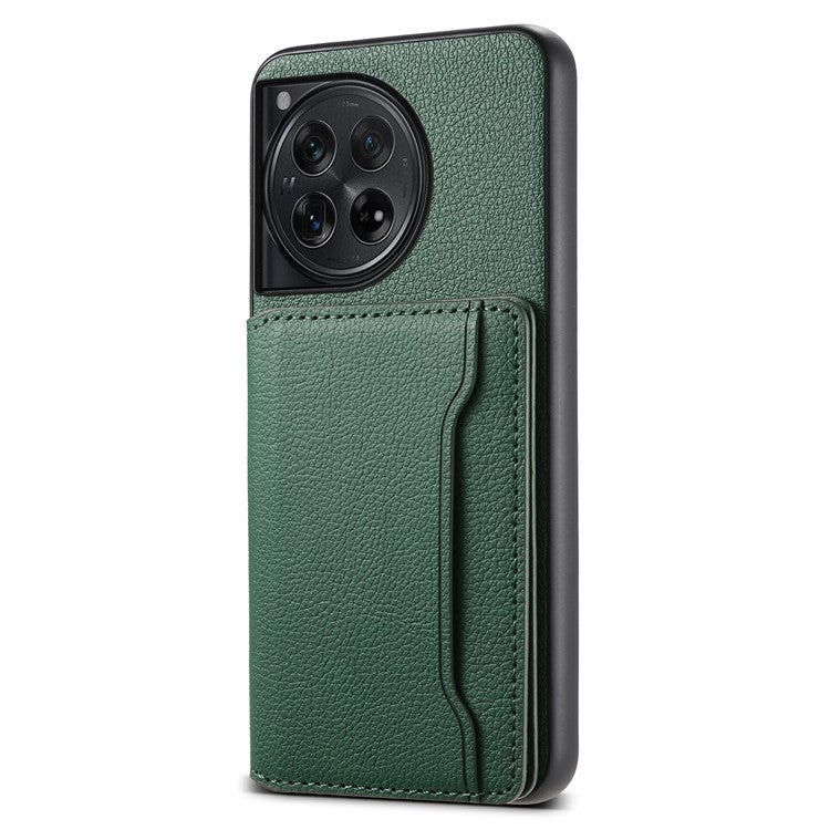 For OnePlus 12 5G Case Calf Texture PU Leather Card Slots Phone Cover - Green