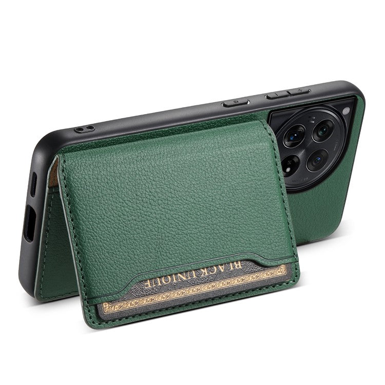 For OnePlus 12 5G Case Calf Texture PU Leather Card Slots Phone Cover - Green