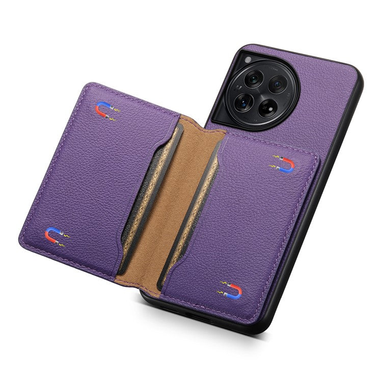 For OnePlus 12 5G Case Calf Texture PU Leather Card Slots Phone Cover - Purple