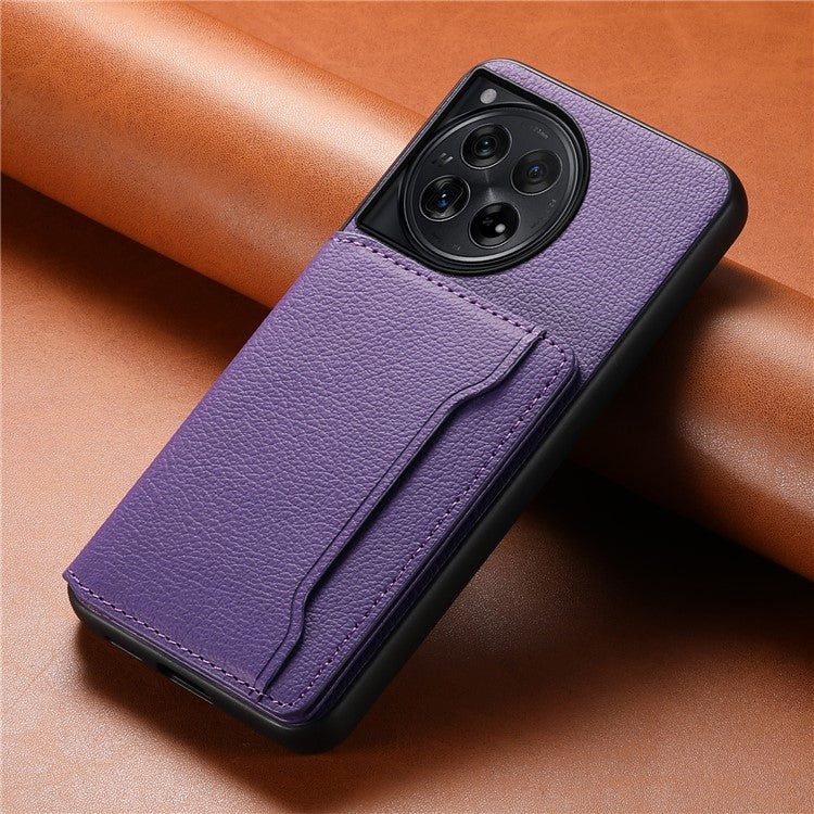 For OnePlus 12 5G Case Calf Texture PU Leather Card Slots Phone Cover - Purple