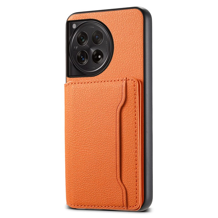 For OnePlus 12 5G Case Calf Texture PU Leather Card Slots Phone Cover - Orange