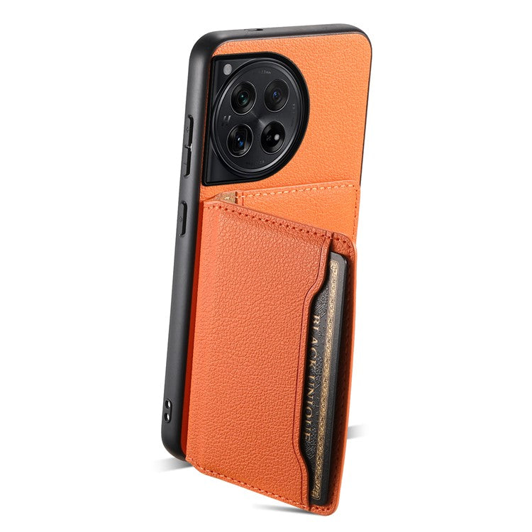 For OnePlus 12 5G Case Calf Texture PU Leather Card Slots Phone Cover - Orange