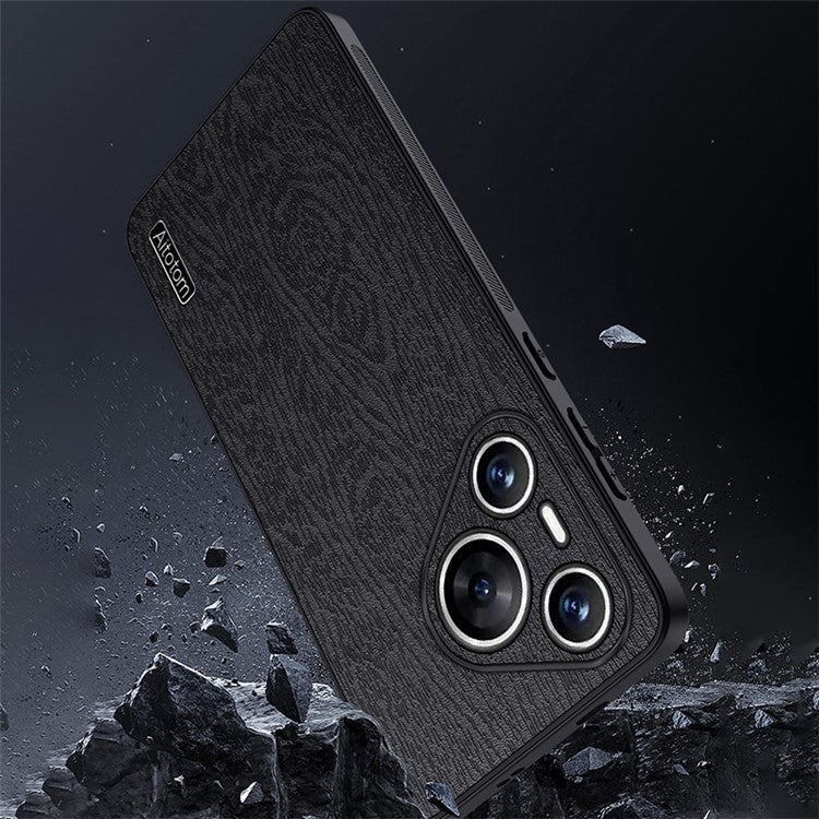 For Huawei Pura 70 Phone Case Wood Texture Leather Coating PC+TPU Hybrid Shell - Grey