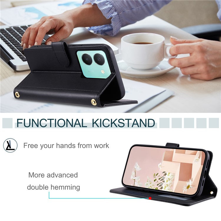 For vivo Y78 5G (China) / Y27 5G / Y27s 4G / Y100i 5G / Y77t 5G / Y36 5G (Global) / Y36 4G (Global) / Y36 4G (India) Leather Case - Black