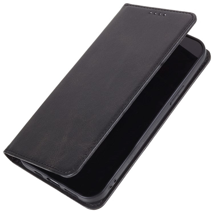 For Samsung Galaxy M55 5G / C55 5G / F55 5G Case Calf Texture PU Leather Wallet Business Phone Cover - Black