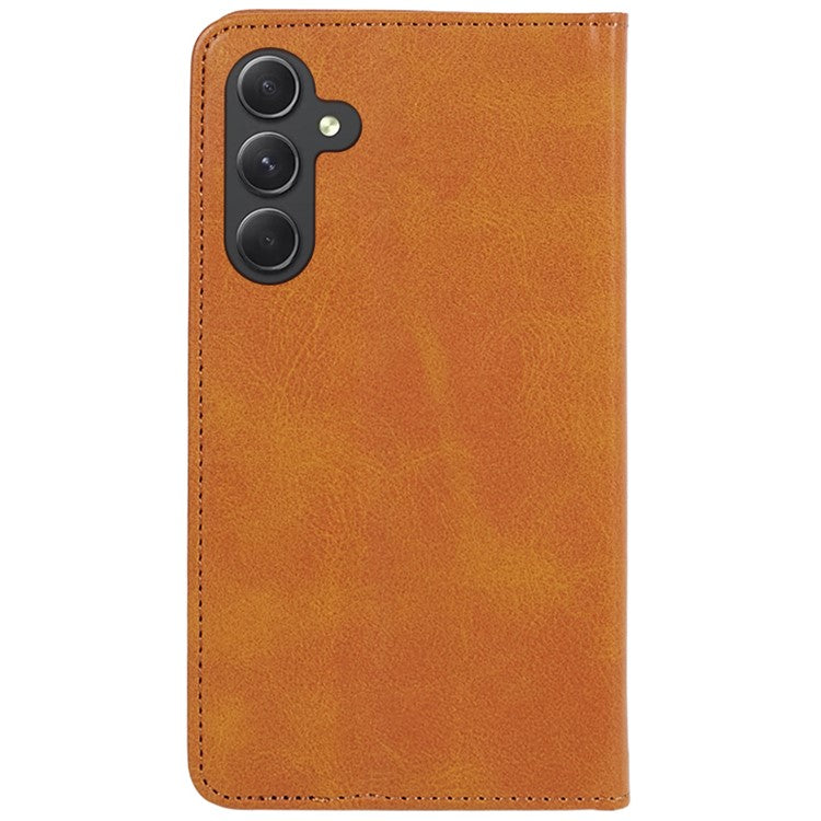 For Samsung Galaxy M55 5G / C55 5G / F55 5G Case Calf Texture PU Leather Wallet Business Phone Cover - Khaki
