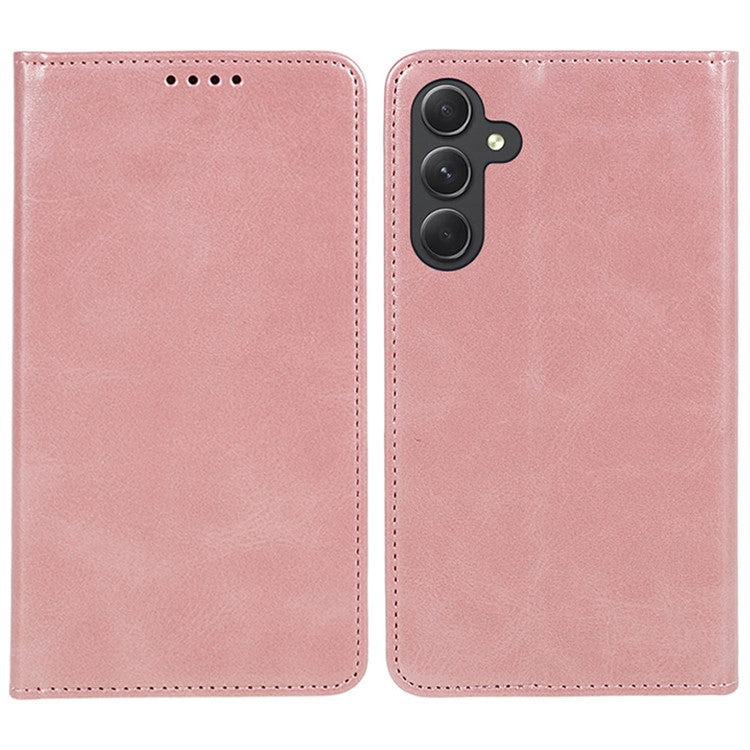 For Samsung Galaxy M55 5G / C55 5G / F55 5G Case Calf Texture PU Leather Wallet Business Phone Cover - Rose Gold