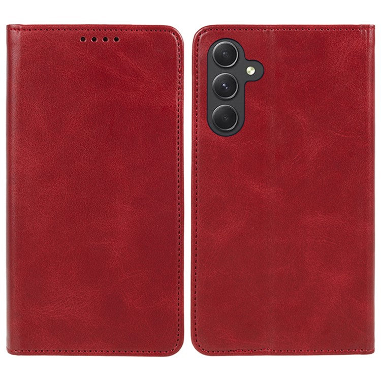 For Samsung Galaxy M55 5G / C55 5G / F55 5G Case Calf Texture PU Leather Wallet Business Phone Cover - Red