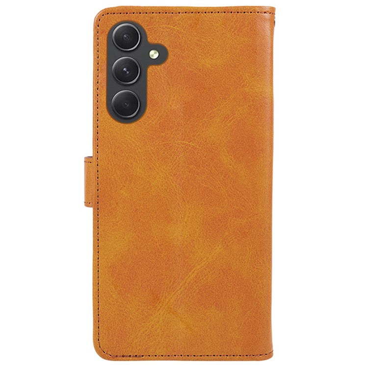 For Samsung Galaxy M55 5G / C55 5G / F55 5G Case Calf Texture Magnetic Clasp Leather Wallet Phone Cover - Khaki