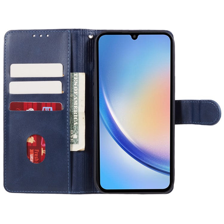 For Samsung Galaxy M55 5G / C55 5G / F55 5G Case Calf Texture Magnetic Clasp Leather Wallet Phone Cover - Blue