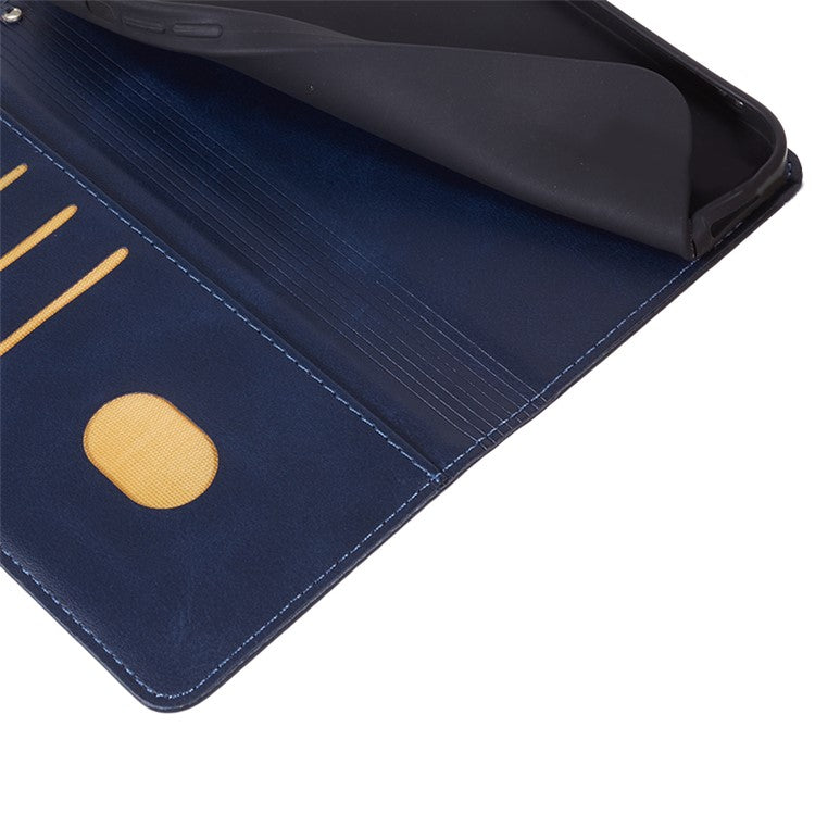 For Samsung Galaxy M55 5G / C55 5G / F55 5G Case Calf Texture Magnetic Clasp Leather Wallet Phone Cover - Blue
