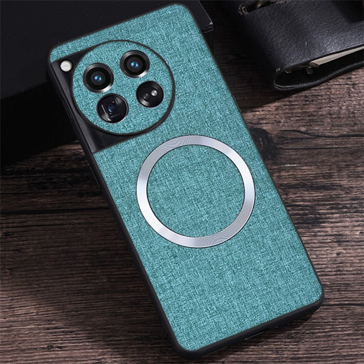 For OnePlus 12 5G Magnetic Case TPU+Cloth Scratch Resistant Phone Cover - Cyan