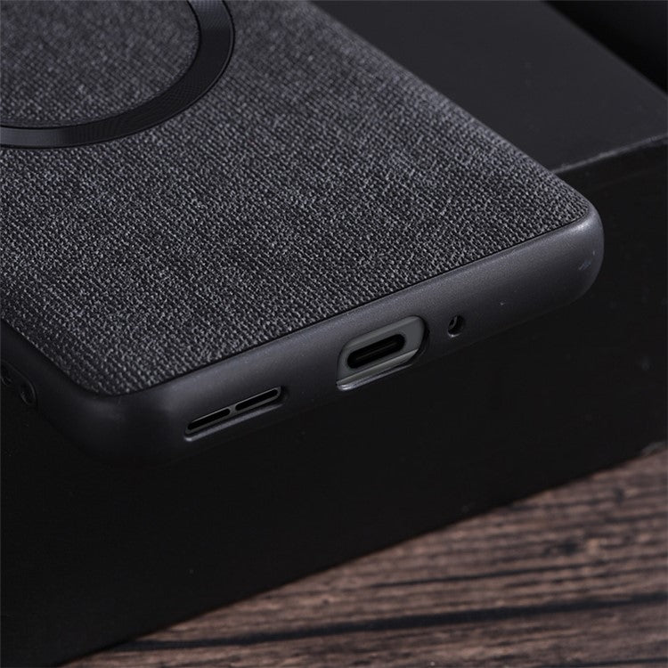 For OnePlus 12 5G Magnetic Case TPU+Cloth Scratch Resistant Phone Cover - Black