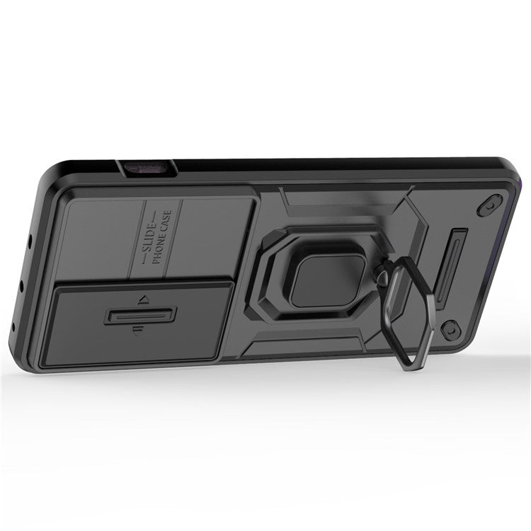 For OnePlus Ace 3V 5G Case with Slide Lens Cover PC+TPU Protective Shell - Black