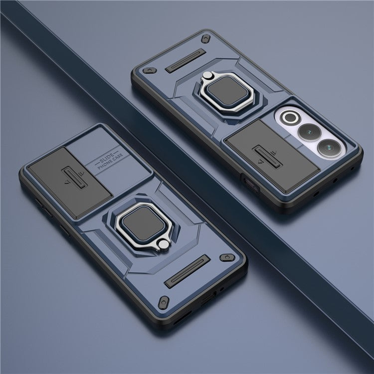 For OnePlus Ace 3V 5G Case with Slide Lens Cover PC+TPU Protective Shell - Blue