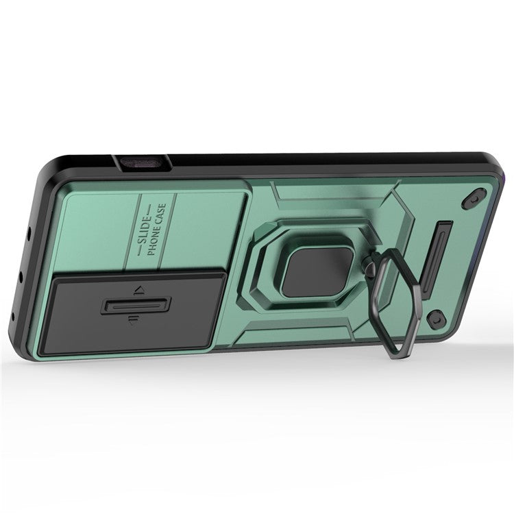 For OnePlus Ace 3V 5G Case with Slide Lens Cover PC+TPU Protective Shell - Green