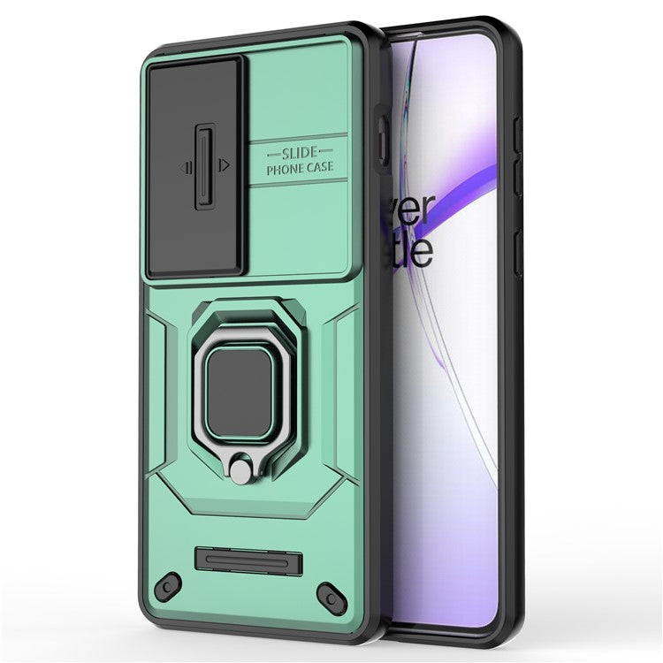 For OnePlus Ace 3V 5G Case with Slide Lens Cover PC+TPU Protective Shell - Green