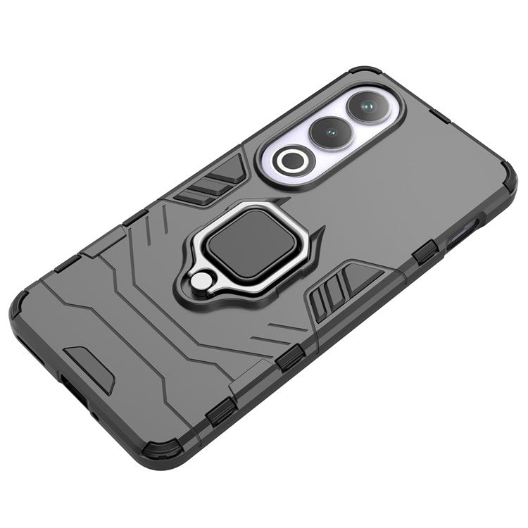 For OnePlus Ace 3V 5G Case PC+TPU Bump Proof Shell with Ring Kickstand - Red