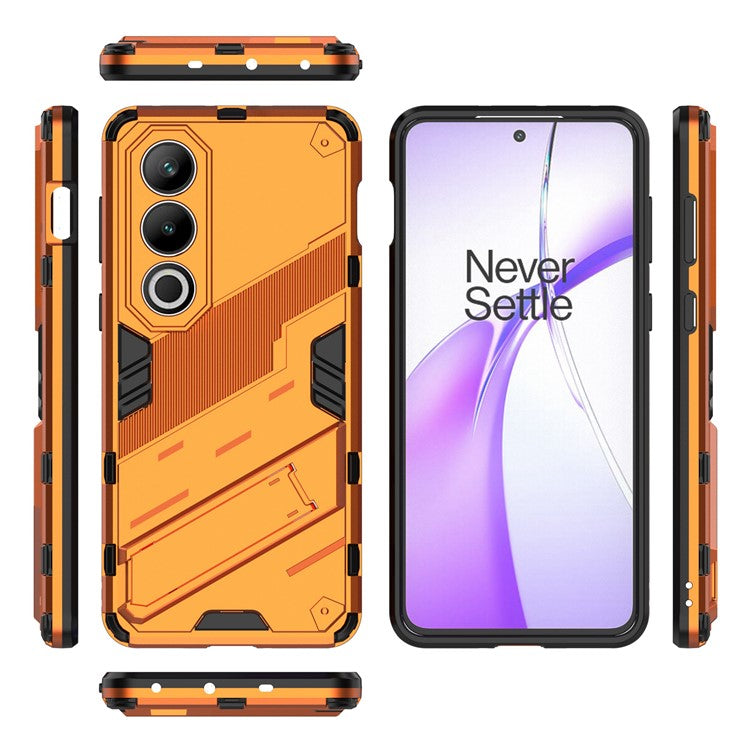 For OnePlus Ace 3V 5G PC+TPU Case Folding Kickstand Hybrid Phone Cover - Orange