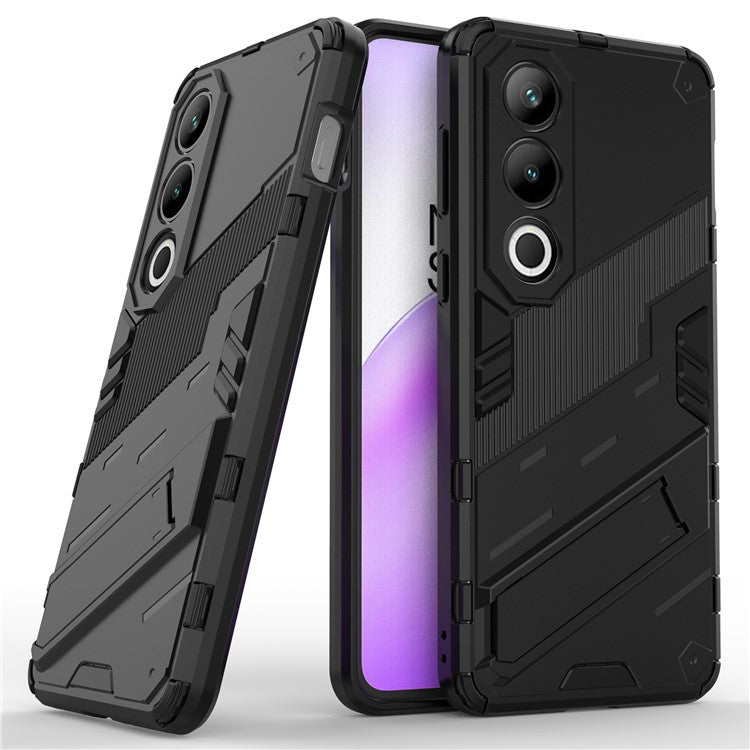 For OnePlus Ace 3V 5G PC+TPU Case Folding Kickstand Hybrid Phone Cover - Black