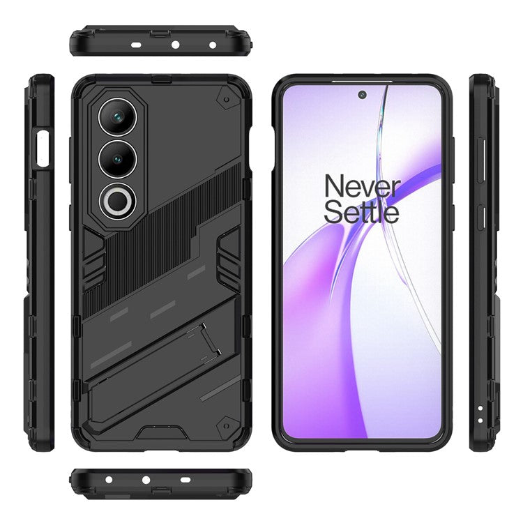 For OnePlus Ace 3V 5G PC+TPU Case Folding Kickstand Hybrid Phone Cover - Black