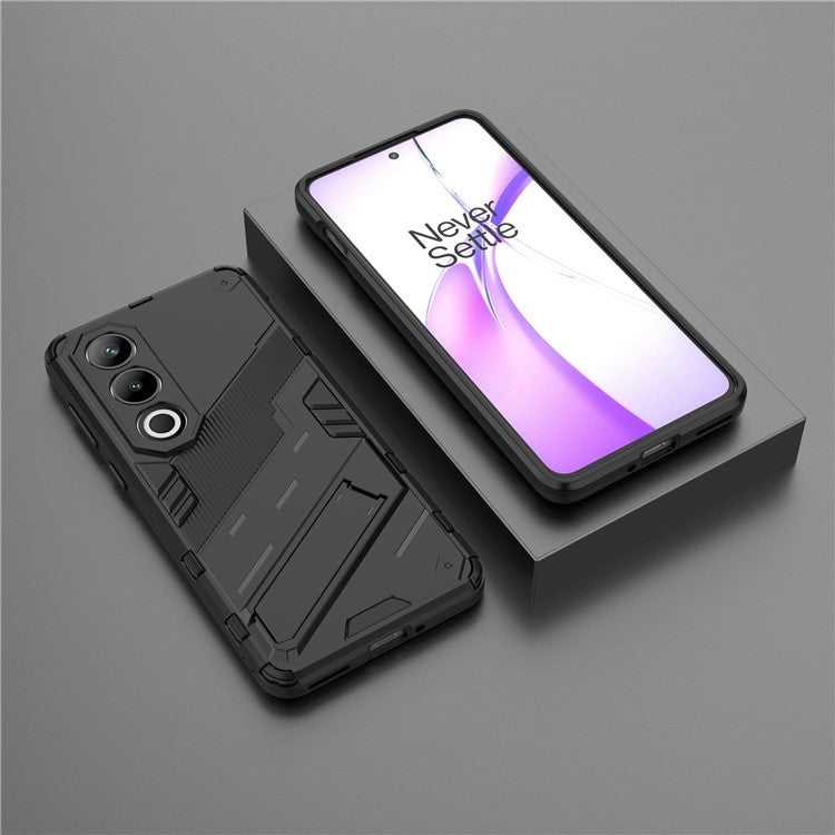 For OnePlus Ace 3V 5G PC+TPU Case Folding Kickstand Hybrid Phone Cover - Black