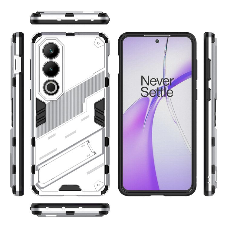 For OnePlus Ace 3V 5G PC+TPU Case Folding Kickstand Hybrid Phone Cover - White