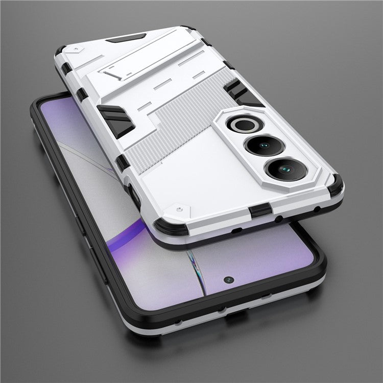 For OnePlus Ace 3V 5G PC+TPU Case Folding Kickstand Hybrid Phone Cover - White