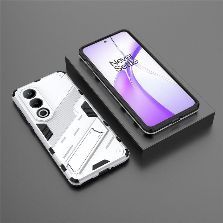 For OnePlus Ace 3V 5G PC+TPU Case Folding Kickstand Hybrid Phone Cover - White