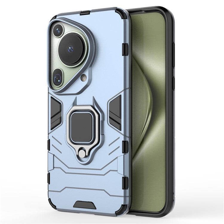 For Huawei Pura 70 Ultra Case Ring Kickstand Drop-proof PC+TPU Shell - Blue