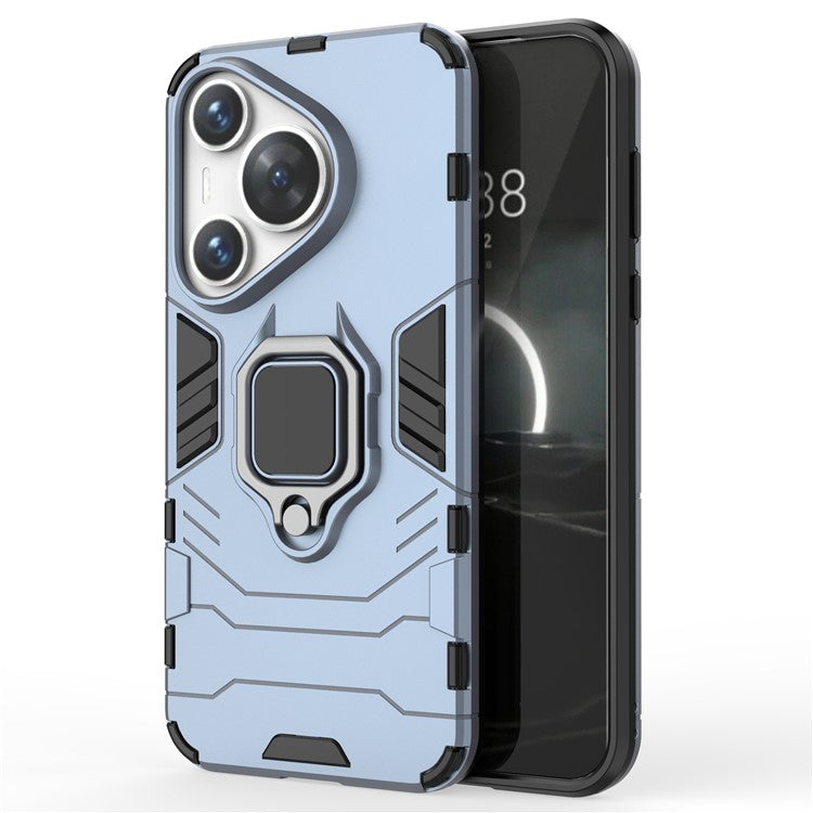 For Huawei Pura 70 Case Slim-Fit PC+TPU Ring Holder Kickstand Protective Cover - Blue