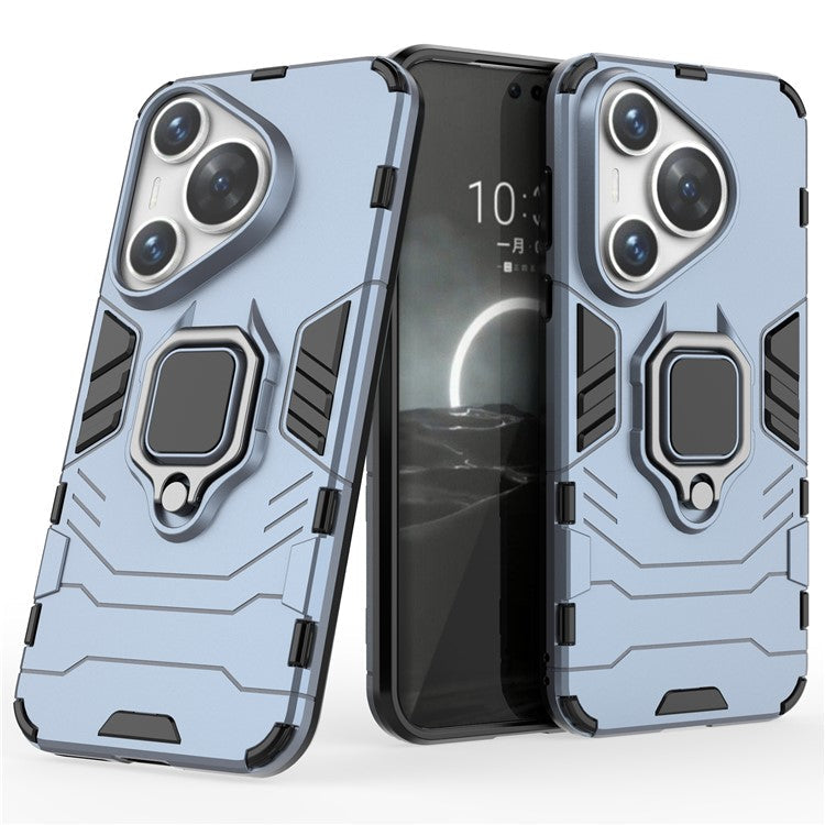 For Huawei Pura 70 Case Slim-Fit PC+TPU Ring Holder Kickstand Protective Cover - Blue