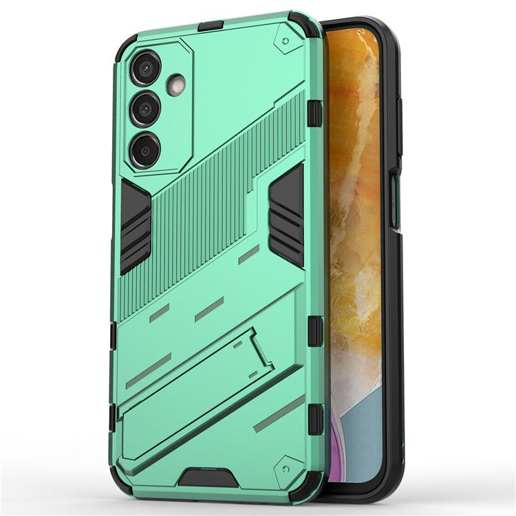 For Samsung Galaxy M15 5G Case PC+TPU Drop-proof Phone Cover with Folding Kickstand - Green