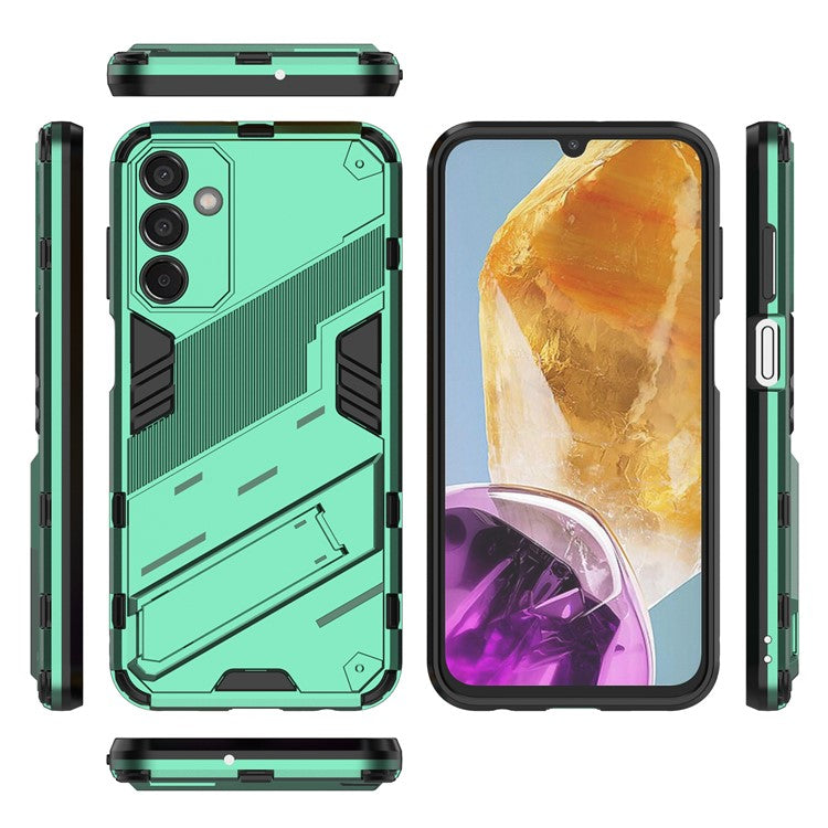 For Samsung Galaxy M15 5G Case PC+TPU Drop-proof Phone Cover with Folding Kickstand - Green