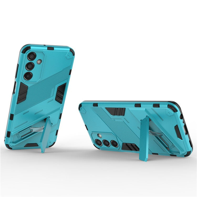 For Samsung Galaxy M15 5G Case PC+TPU Drop-proof Phone Cover with Folding Kickstand - Baby Blue