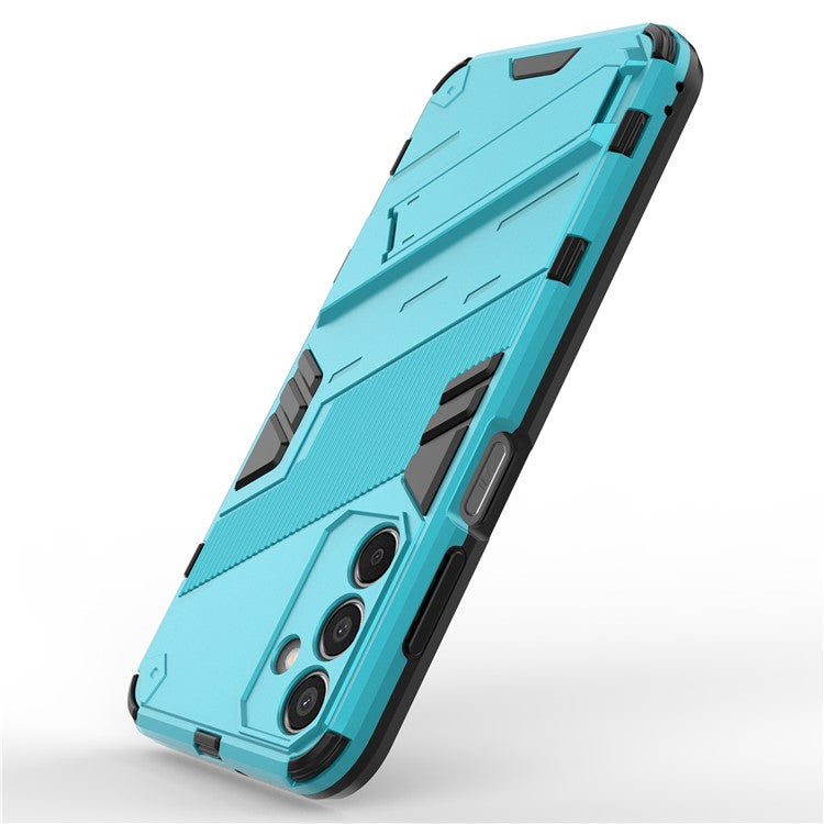 For Samsung Galaxy M15 5G Case PC+TPU Drop-proof Phone Cover with Folding Kickstand - Baby Blue