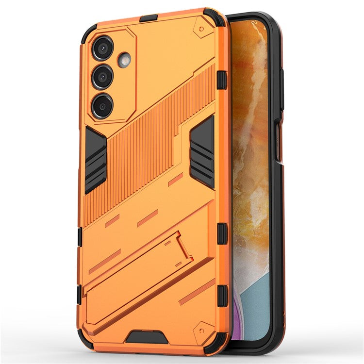 For Samsung Galaxy M15 5G Case PC+TPU Drop-proof Phone Cover with Folding Kickstand - Orange
