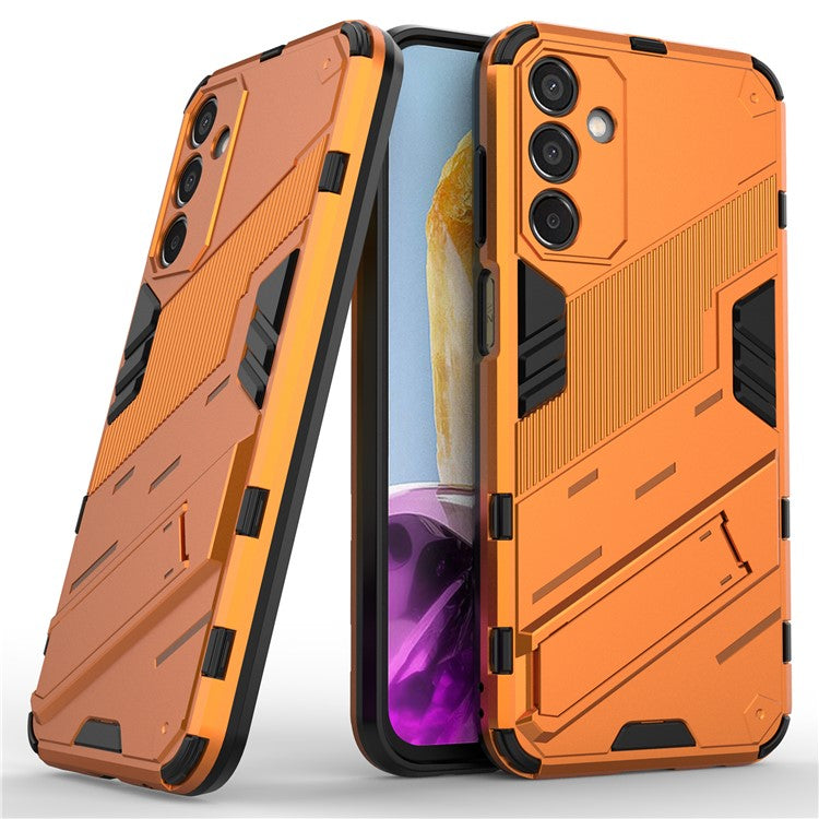 For Samsung Galaxy M15 5G Case PC+TPU Drop-proof Phone Cover with Folding Kickstand - Orange