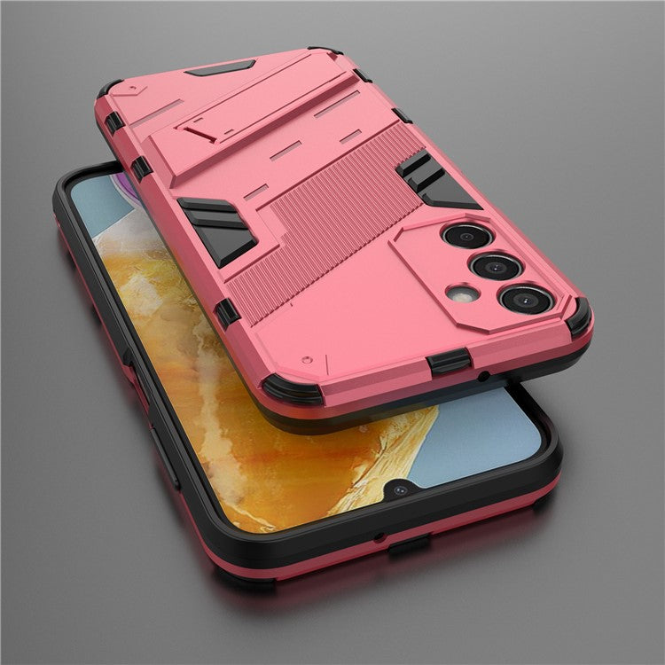 For Samsung Galaxy M15 5G Case PC+TPU Drop-proof Phone Cover with Folding Kickstand - Rose