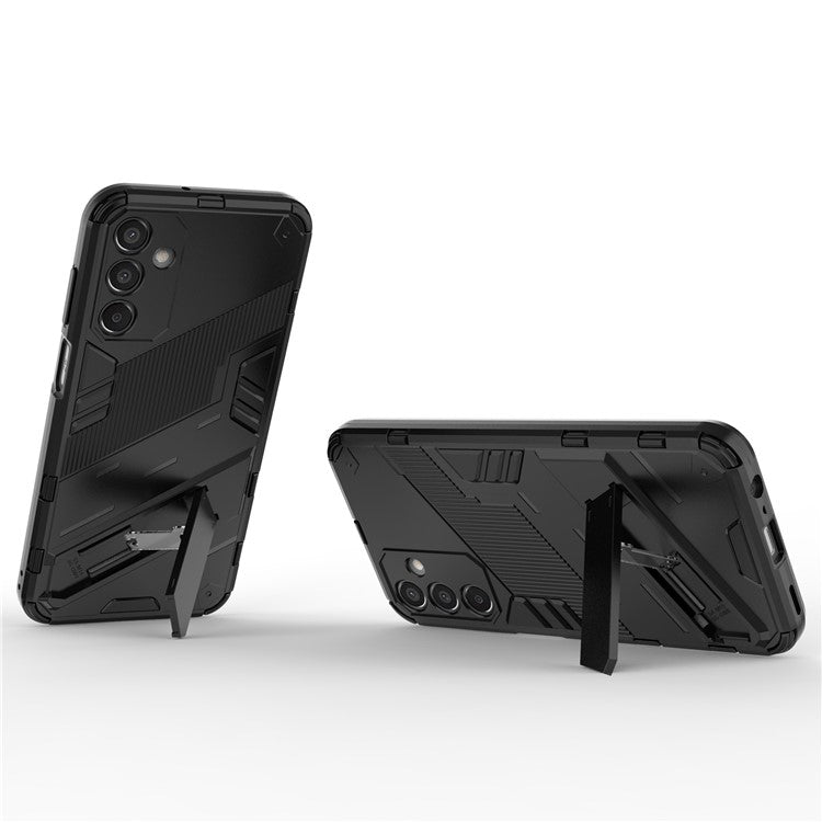 For Samsung Galaxy M15 5G Case PC+TPU Drop-proof Phone Cover with Folding Kickstand - Black
