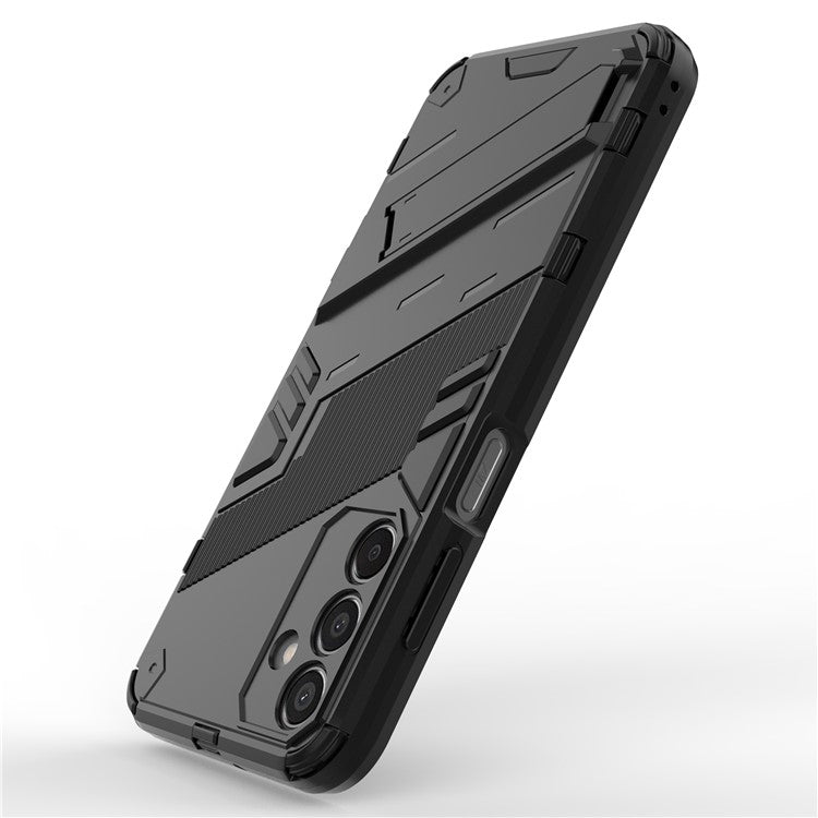 For Samsung Galaxy M15 5G Case PC+TPU Drop-proof Phone Cover with Folding Kickstand - Black