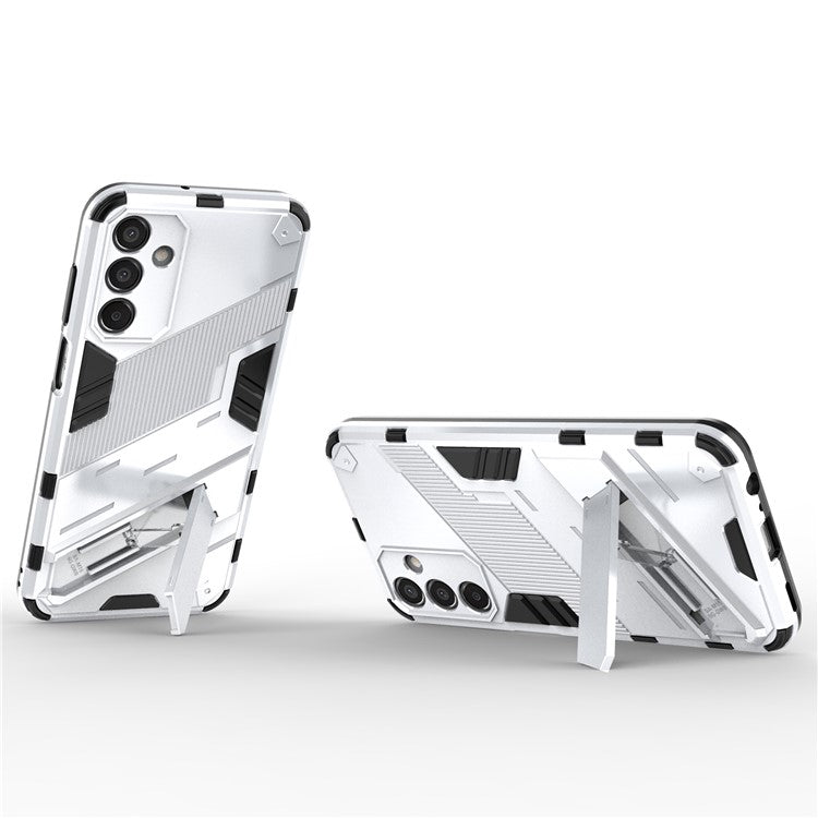 For Samsung Galaxy M15 5G Case PC+TPU Drop-proof Phone Cover with Folding Kickstand - White