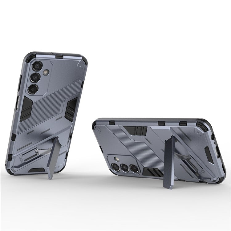 For Samsung Galaxy M15 5G Case PC+TPU Drop-Proof Phone Cover with Folding Kickstand - Grey
